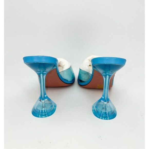 NWT AMINA MUADDI Lupita Sky Blue PVC and Patent Leather Mules Size EU37 - Picture 11 of 14